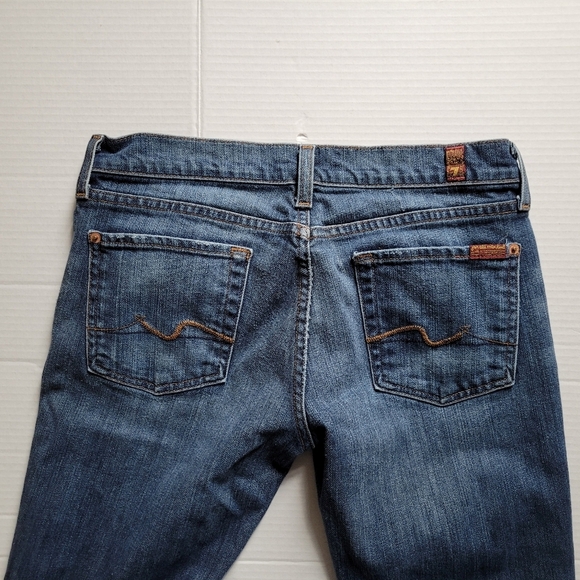 Boot cut jeans 7 For All Mankind 7FAM distressed stretch denim pants low rise 29 - Picture 10 of 16
